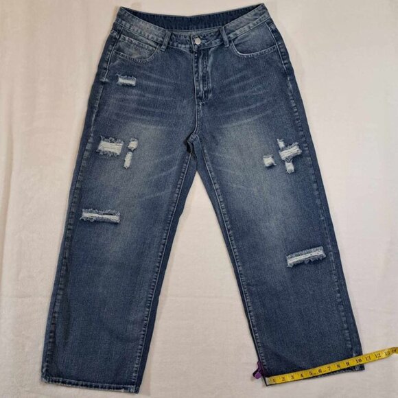Jeans Women’s Just Fashion‎ Now Relaxed Fit Denim Jeans Distressed Size L - Picture 10 of 11